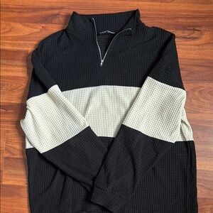 Black and White Quarter-Zip Sweater